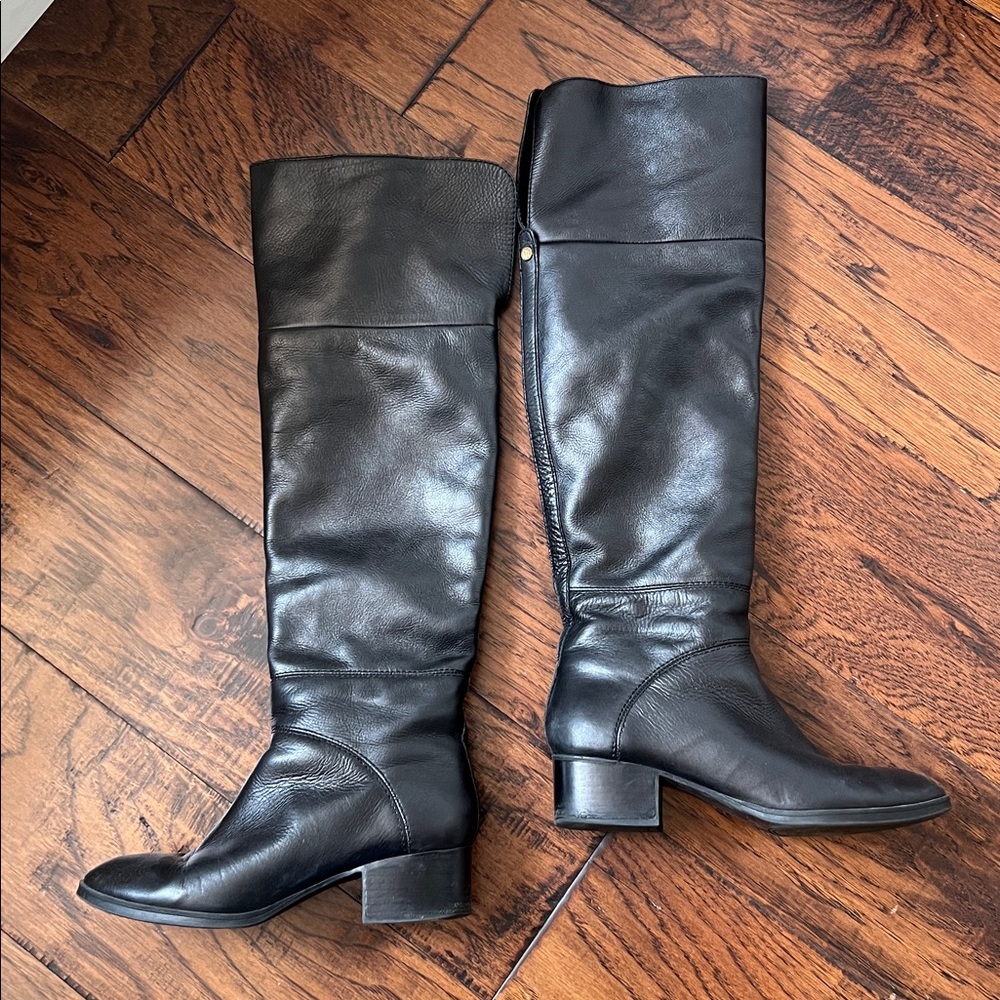 Tommy Hilfiger Gianna Black Over the Knee Leather Boots - Picture 3 of 6